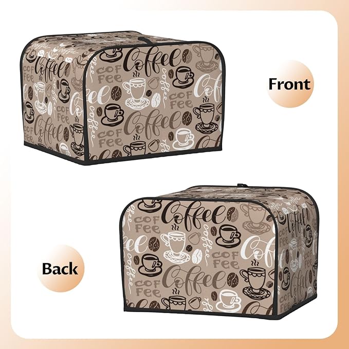 Brown Coffee Pattern 4 Slice Toaster Cover, Waterproof Toaster Dust Cover Bread - Image 4