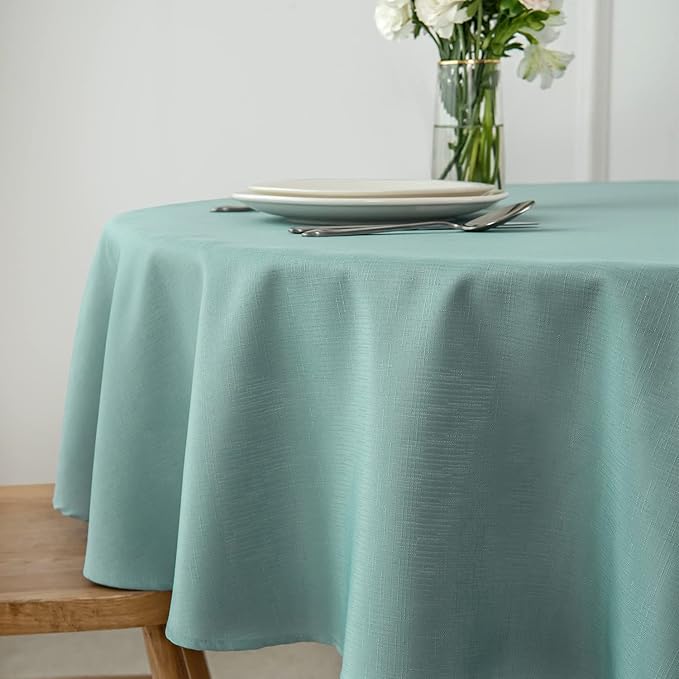 maxmill Round Linen Looking Textured Tablecloth Spill-Proof Wrinkle Free Soft - Image 4