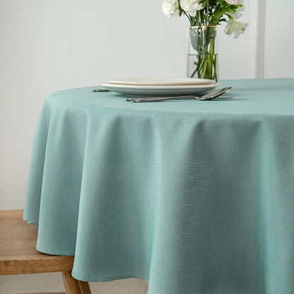 maxmill Round Linen Looking Textured Tablecloth Spill-Proof Wrinkle Free Soft - Image 4