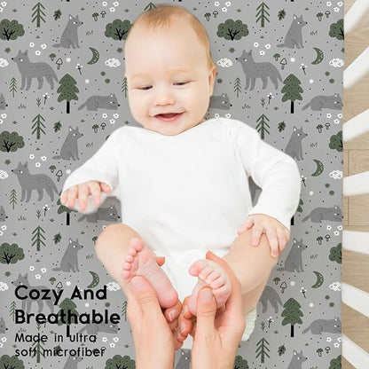 Yoofoss Baby Crib Sheets for Boys Girls, Fitted Crib Sheet 2 Pack for Standard - Image 4