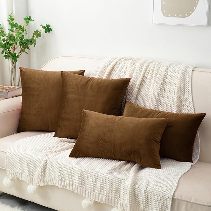 HWY 50 Coffee Velvet Throw Pillow Covers 22x22 Inch - Image 2