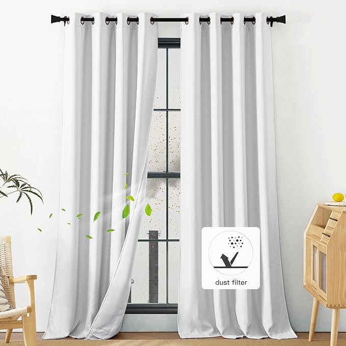 NICETOWN Living Room Noise Reducing Natural Faux Linen Curtains, Privacy - Image 7
