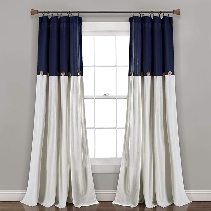 Lush Decor Linen Button Window Curtain Panel, Bedroom & Dining Room by LushDecor