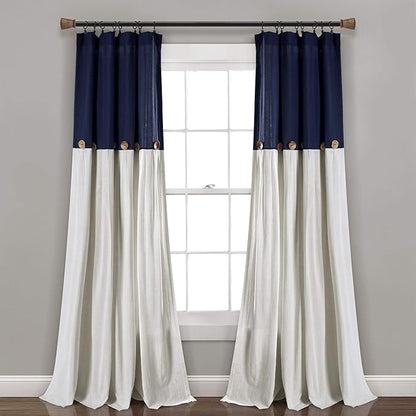 Lush Decor Linen Button Window Curtain Panel, Bedroom & Dining Room by LushDecor