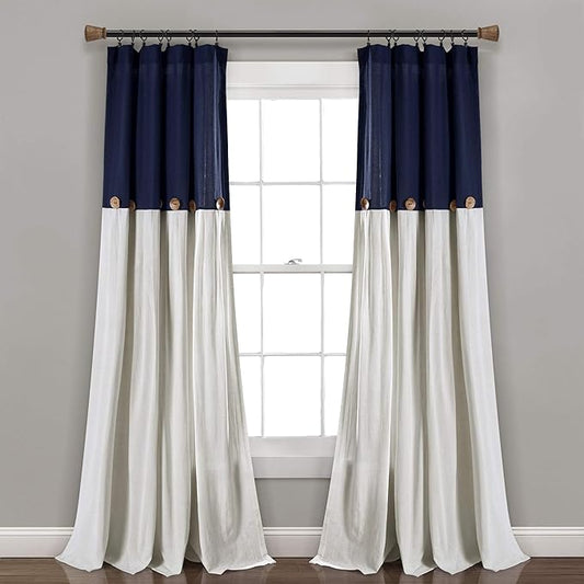 Lush Decor Linen Button Window Curtain Panel, Bedroom & Dining Room by LushDecor