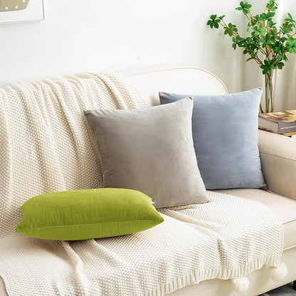 HWY 50 Leaf Green Velvet Throw Pillow Covers 16x16 Inch - Image 5