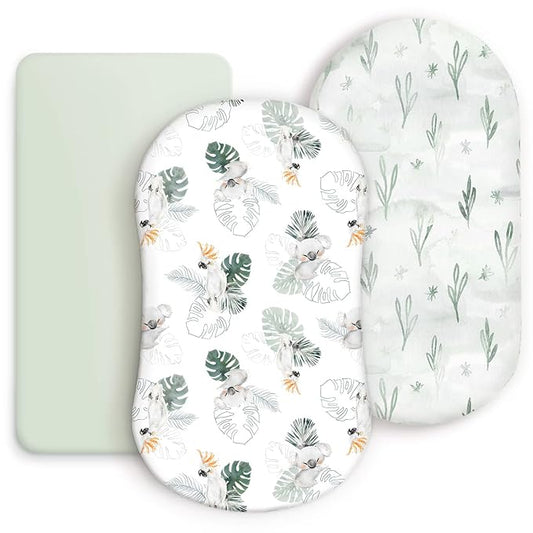 GRSSDER Stretch Ultra Soft Fitted Bassinet Sheets 3 Pack, Universal Fit by BUYNOW