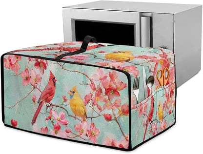 Cardinal Cherry Blossom Print Microwave Oven Cover Waterproof Dust-Proof by HwzdsyxlCreativeHomeDecor