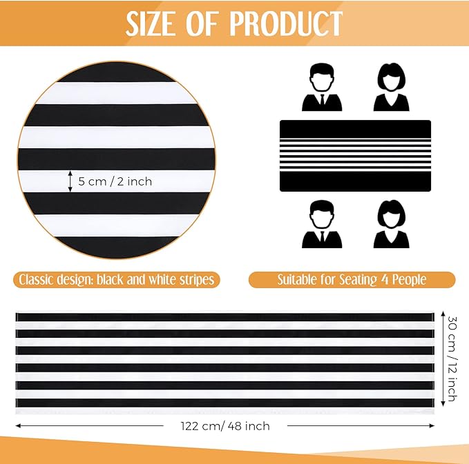 Striped Table Runner Polyester Decor Striped Design Modern Table Runner Elegant - Image 2