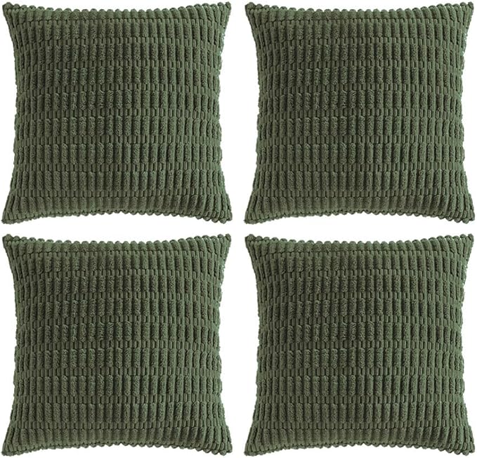 Fancy Homi 4 Packs Boho Olive Green Decorative Throw Pillow Covers 18x18 Inch by Fancy+Homi