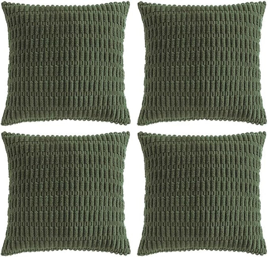 Fancy Homi 4 Packs Boho Olive Green Decorative Throw Pillow Covers 22x22 Inch by Fancy+Homi