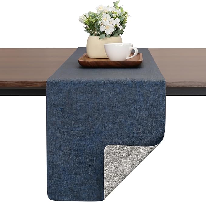 Table Runners 55 Inches Long, Dual-Sided Faux Leather Farmhouse Table Runner by Chitomars