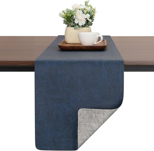 Table Runners 94 Inches Long, Dual-Sided Faux Leather Farmhouse Table Runner by Chitomars