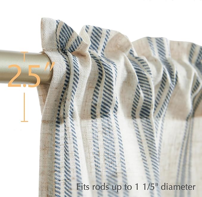 jinchan Striped Valance Farmhouse Window Treatment Linen Textured Drapes - Image 5