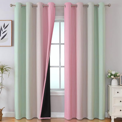 Estelar Textiler Sage and Pink Blackout Curtains by ESTELARTEXTILER