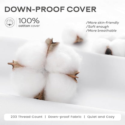 SAVORI Set of 2 Down and Feather Throw Pillow Inserts 24x24 Soft Fluffy Pillow - Image 3