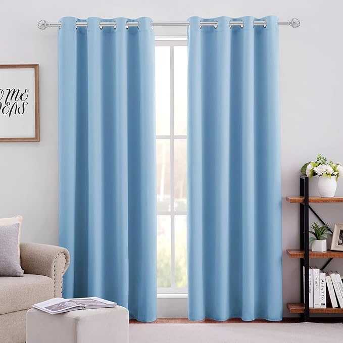 HOMEIDEAS Baby Blue Blackout Curtains 52 X 84 Inch Bedroom Curtains 2 Panels by HOMEIDEAS