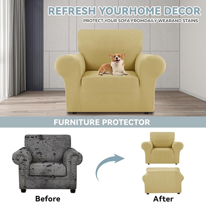 LURKA Stretch Chair Sofa Slipcovers 1 Piece Couch Covers - Image 3