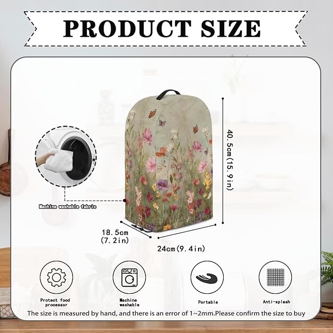 Wildflower Butterfly Blender Cover Dust Proof Small Appliance Cover Foldable - Image 5