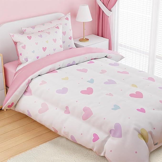 SANDJEST Heart Comforter Set Twin Size 68x86in - Image 5