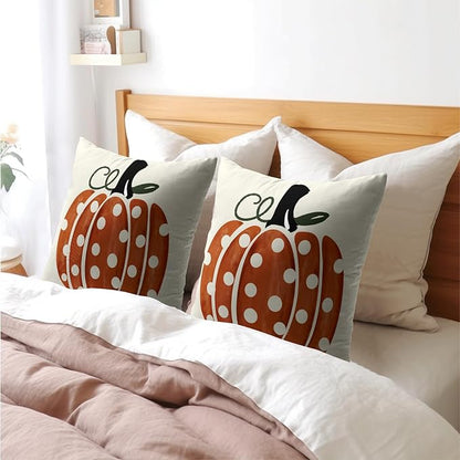 Fall Pumpkin Throw Pillow Cover 16X16 Inch Set of 2 Autumn Orange Pumpkin - Image 8