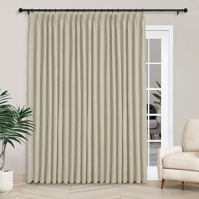 Macochico Extra Wide 100% Blackout Linen Curtains by Macochico