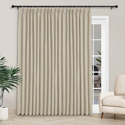 Macochico Extra Wide 100% Blackout Linen Curtains by Macochico