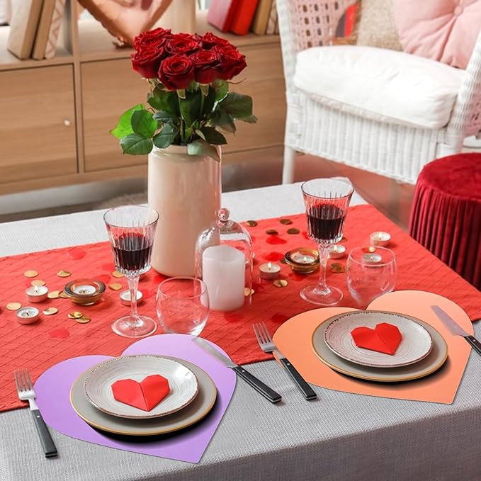 FOBSME 60 Pack Valentine's Day Heart Shape Placemats Paper Love Heart Table - Image 6