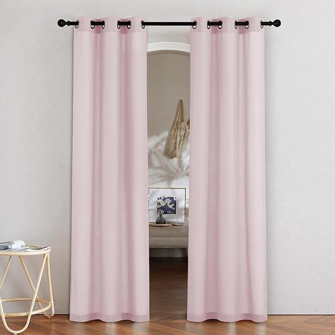 NICETOWN Blush Pink Linen Curtains by NICETOWN