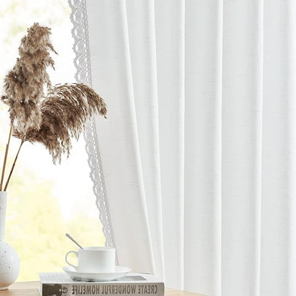 jinchan Linen Curtains for Living Room Bedroom Light Filtering Semi Sheer - Image 9
