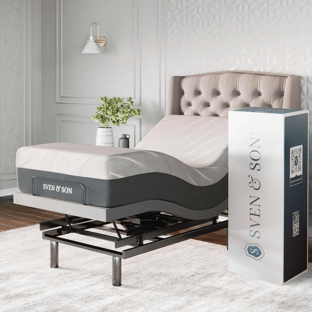Sven & Son Platinum Adjustable Bed Base Frame + 12 inch Memory Foam Matt ...