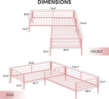 likimio l shaped twin beds for 2, double shown in use