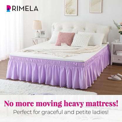 RIMELA Bed Skirting Queen Size Lilac Purple Bed Skirt 18 Inch Drop, Wrap Around - Image 2