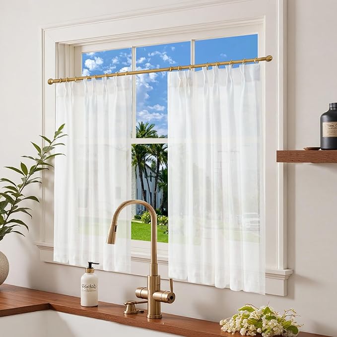 jinchan Pinch Pleated Linen Blend Curtains 45 Inch 2 Panels Light Filtering - Image 2