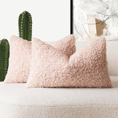 Foindtower Set of 2 Curly Teddy Wool Pillow Covers Decorative Boucle Textured by Foindtower