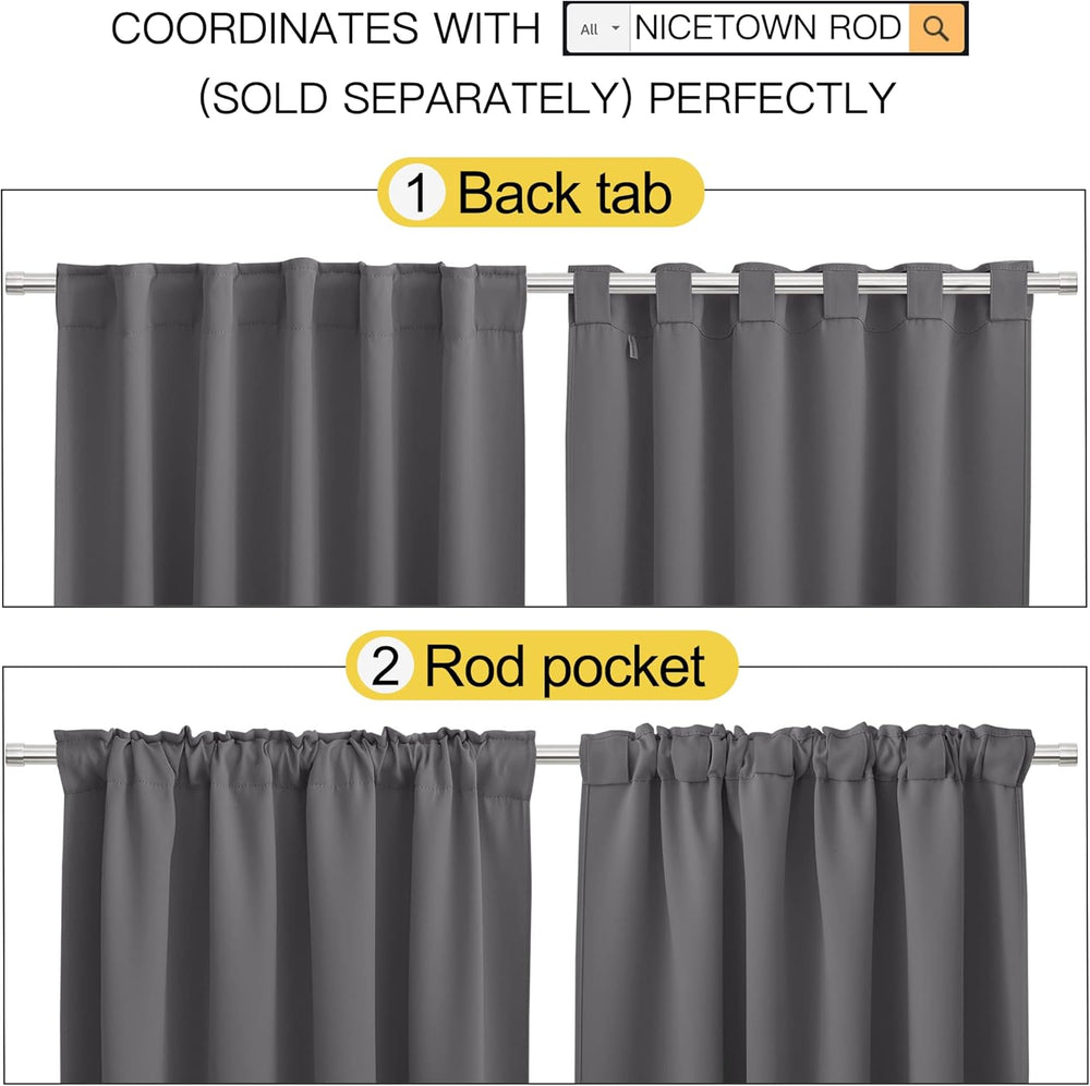 NICETOWN Blackout Curtain Panels Window Draperies - (Grey Color) 70x63 inch, ...