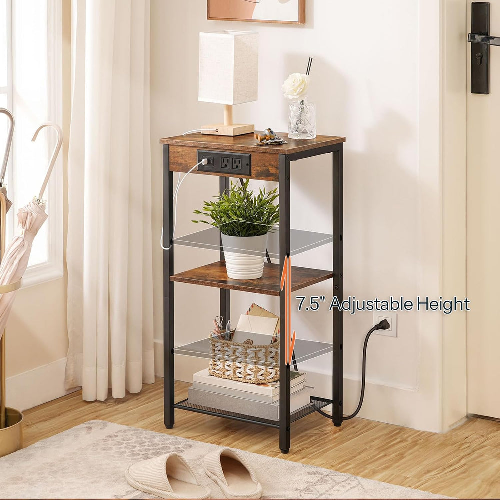 HOOBRO Tall End Tables with Charging Station, Set of 2, 30 Inch Tall Nightsta...