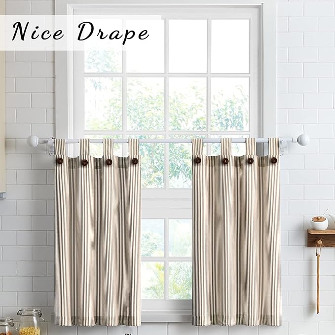 July Joy 3-Piece Cotton Tier Curtains 36 Inches Long Country Kitchen Curtains - Image 2