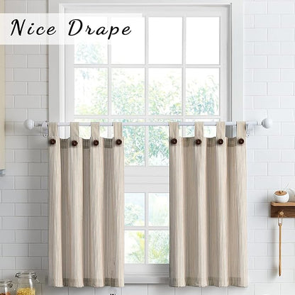 July Joy 3-Piece Cotton Tier Curtains 36 Inches Long Country Kitchen Curtains - Image 2