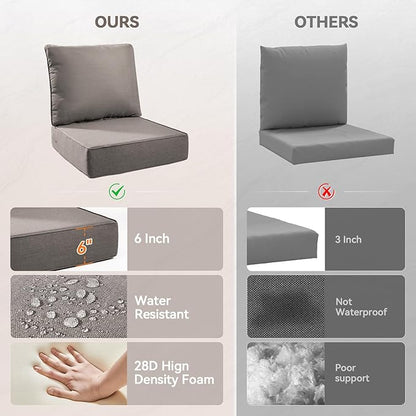 6" Thick Outdoor Cushions 24x24x6, 5-Set Deep Seat Patio Cushions - Image 4
