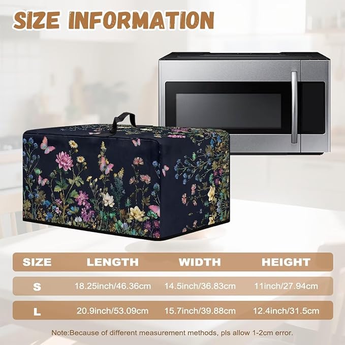 Microwave Dust Cover, Floral Heat-Resistant Waterproof Polyester Fabric - Image 6