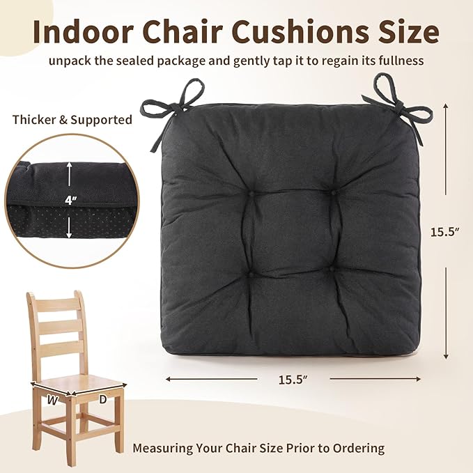 Chair Cushions for Dining Chairs, Tufted Foam Kitchen Chair, Non-Slip Seat - Image 2