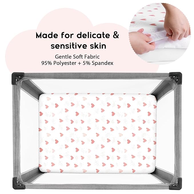 Yoofoss Pack and Play Sheets Fitted, Mini Crib Sheets 2-Pack - Image 2