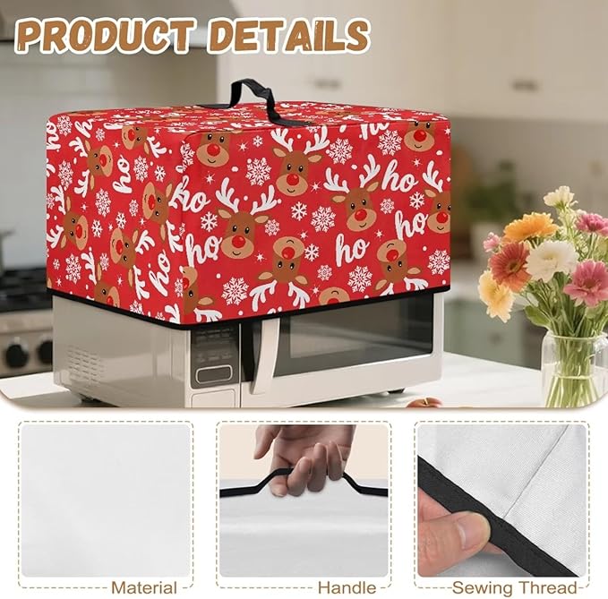 Microwave Ovens Dust Cover, Christmas Elk Heat-Resistant Waterproof Polyester - Image 7