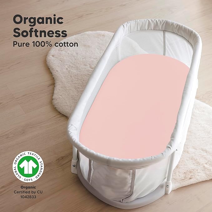 2-Pack Organic Bassinet Sheets for Girls, Boys - Image 2