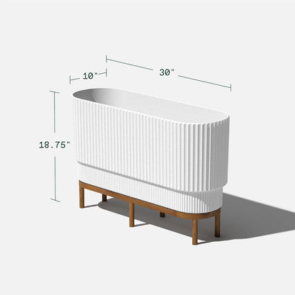 veradek demi series raised long planter - wide shown in use
