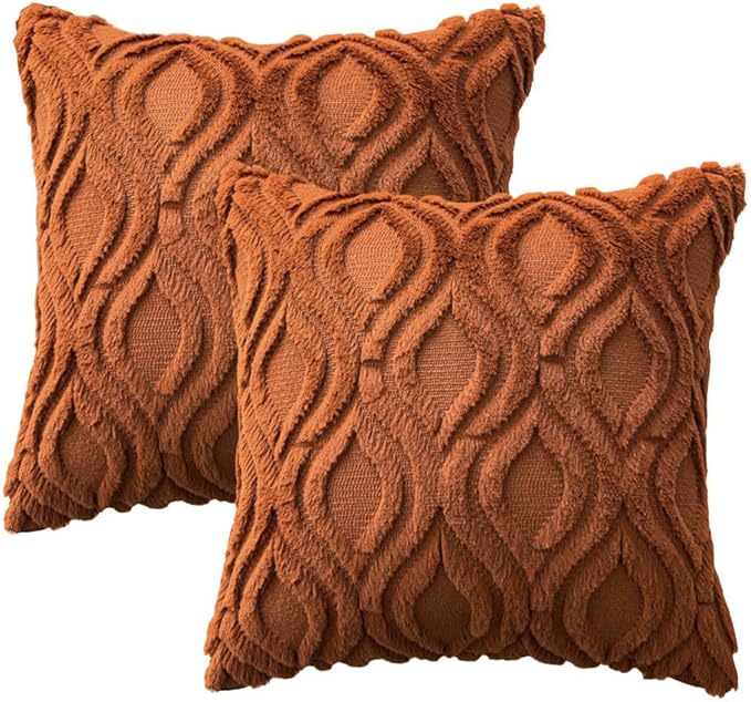 MIULEE Burnt Orange Fall Throw Pillow Covers 20x20 Inch, Soft Plush Faux Wool - Image 6