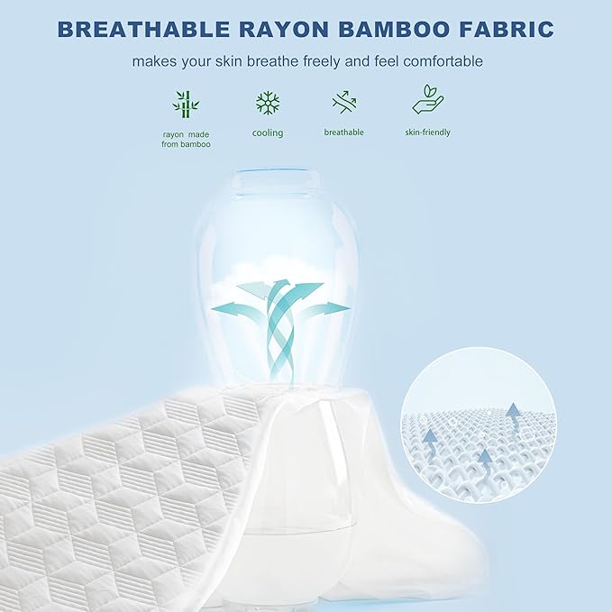 GRT Waterproof Mattress Protector Queen, Rayon Bamboo Mattress Protector - Image 5