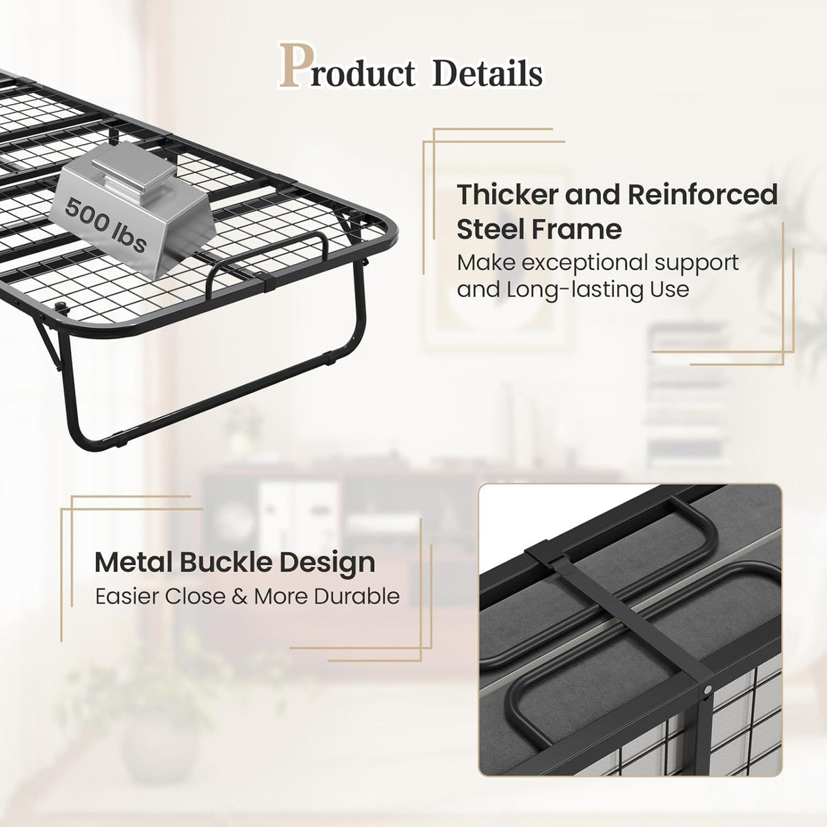 folding bed with mattress, 75" x 31" twin, package contents