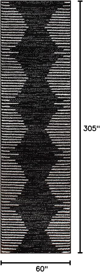Rugshop Bohemian Stripe Stain Resistant High Traffic Living Room Kitchen - Image 2
